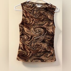 La Belle Fitted Graphic Tank Top Brown and Tan small